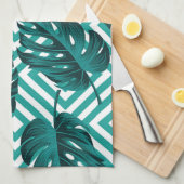 Linge De Cuisine Feuilles tropicaux : Motif Floral sans joint. (Quart Plié)