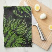 Linge De Cuisine Feuilles tropicaux verts (Quart Plié)