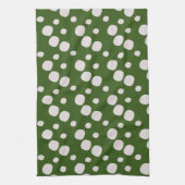 Linge De Cuisine Feuilles Vertes Points Roses (Vertical)