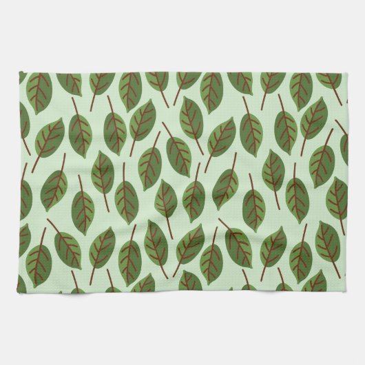 Linge De Cuisine Feuilles verts (Horizontal)