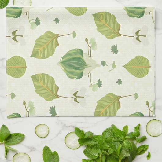Linge De Cuisine Feuilles verts (Plié)