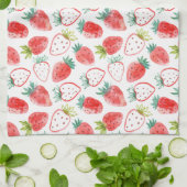 Linge De Cuisine Feuilles verts de mûre fraises rouges (Plié)