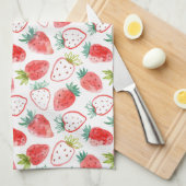 Linge De Cuisine Feuilles verts de mûre fraises rouges (Quart Plié)