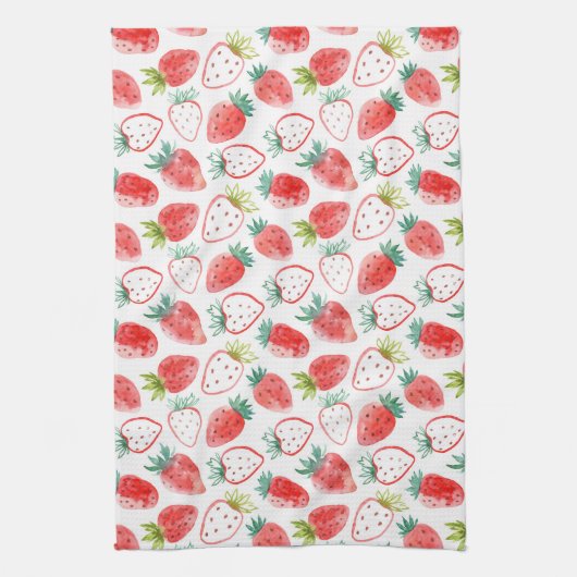 Linge De Cuisine Feuilles verts de mûre fraises rouges (Vertical)