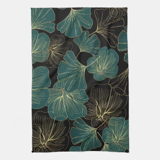 Linge De Cuisine Feuilles verts or (Vertical)