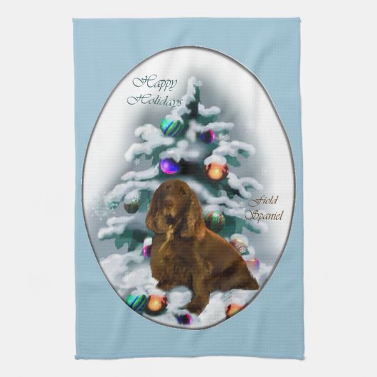 Linge De Cuisine Field Spaniel Christmas (Vertical)