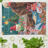 Linge De Cuisine Field Spaniel Gîtes : Festive Noël (Plié)