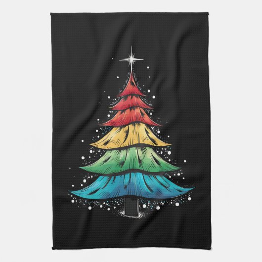Linge De Cuisine Fierté LGBTQ Arc-en-ciel Drapeau Gay Arbre de Noël (Vertical)