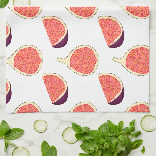 Linge De Cuisine Fig mauve : motif coloré (Plié)