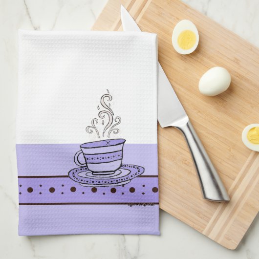 Linge De Cuisine figdewdrops Violet Purple Relax Cup kitchen towel (Quart Plié)