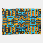 Linge De Cuisine Figuratif Abstrait Gras Bleu Orange (Horizontal)