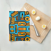 Linge De Cuisine Figuratif Abstrait Gras Bleu Orange