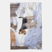 Linge De Cuisine Fil Fox Terrier Laisser neiger Noël (Vertical)