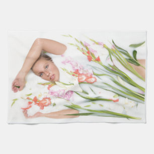 Linge De Cuisine Fille au lait avec fleurs