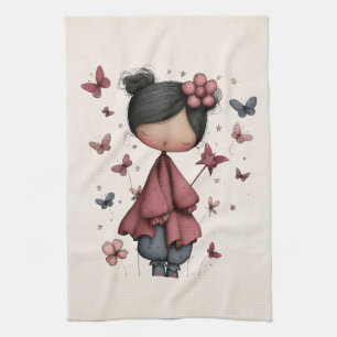Linge De Cuisine Fille avec baguette magique et papillons Mignonne