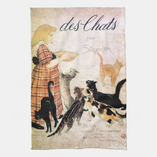 Linge De Cuisine Fille avec des chats, Alexandre Steinlen