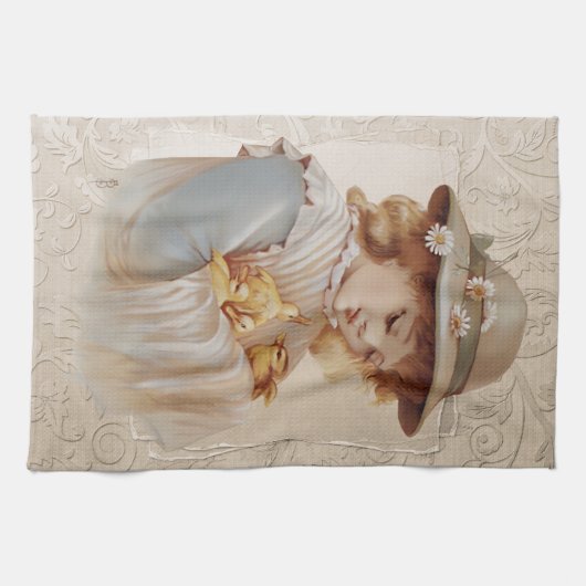 Linge De Cuisine Fille avec des petits canards (Horizontal)