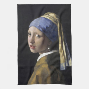 Linge De Cuisine Fille avec une boucle d'oreille de perle par