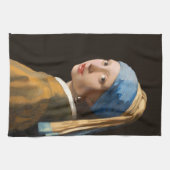 Linge De Cuisine Fille avec une perle d'oreille Portrait Peinture (Horizontal)