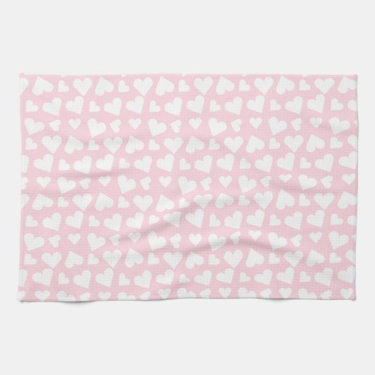 Linge De Cuisine Fille Coeur Motif rose blanc (Horizontal)