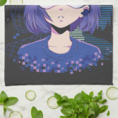 Linge De Cuisine Fille d'anime lunettes de réalité virtuelle servie (Plié)