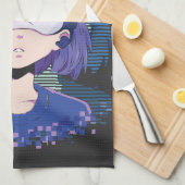 Linge De Cuisine Fille d'anime lunettes de réalité virtuelle servie (Quart Plié)
