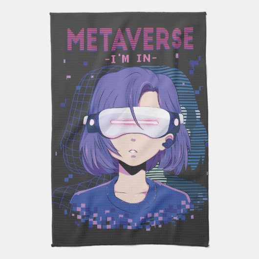 Linge De Cuisine Fille d'anime lunettes de réalité virtuelle servie (Vertical)