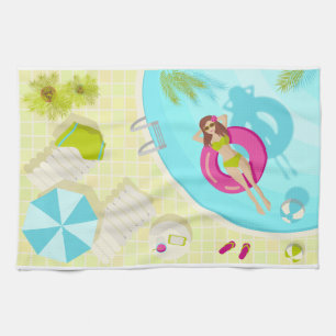 Linge De Cuisine Fille de la piscine en bikini plage d'été