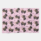 Linge De Cuisine Fille Empreinte de patte Chien Motif d'os rose (Horizontal)