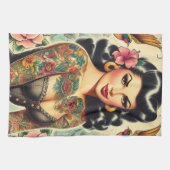 Linge De Cuisine Fille encrée de la vieille école (Horizontal)