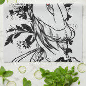 Linge De Cuisine Fille florale des lèvres rouges (Plié)