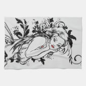 Linge De Cuisine Fille florale des lèvres rouges (Horizontal)