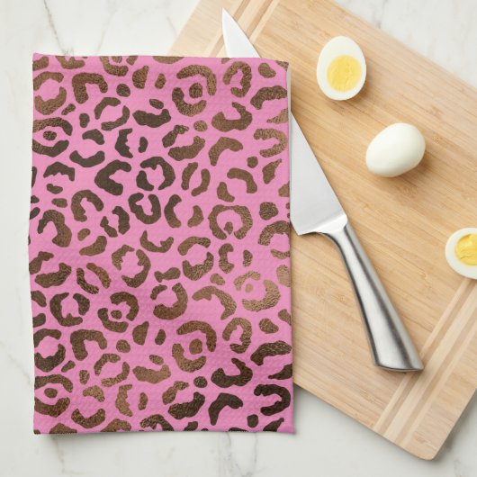 Linge De Cuisine Fille Glam Brown Empreinte de léopard rose (Quart Plié)