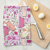 Linge De Cuisine Fille Motif rose (Quart Plié)