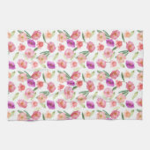 Linge De Cuisine Fille Peach rose violet aquarelle Florale (Horizontal)