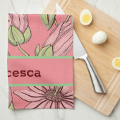 Linge De Cuisine Fille Rose Aquarelle Fleurs Pressées Nom du Motif (Quart Plié)