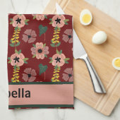 Linge De Cuisine Fille rose Fleurs blanches Nom du Motif botanique (Quart Plié)