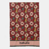 Linge De Cuisine Fille rose Fleurs blanches Nom du Motif botanique (Vertical)