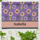 Linge De Cuisine Fille rose Fleurs blanches Nom du Motif botanique (Plié)