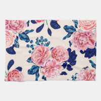 Fille Rose Marine Bleu Pays Fleurs Peintes