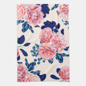 Linge De Cuisine Fille Rose Marine Bleu Pays Fleurs Peintes (Vertical)