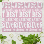 Linge De Cuisine Fille rose moderne meilleur enseignant typographie<br><div class="desc">Le meilleur cadeau de typographie de professeur moderne rose girly. Disponible dans une sélection de couleurs.</div>