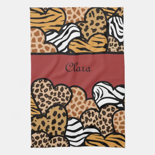 Linge De Cuisine Fille Rouge Joueuse Coeurs Posters de animaux Nom (Vertical)