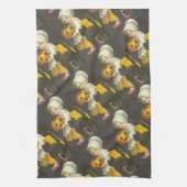 Linge De Cuisine Filles Citrouille Chat Halloween Vintage (Vertical)