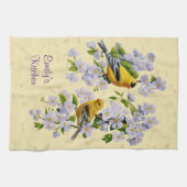 Linge De Cuisine Finition or et fleurs d'Apple Jaune (Horizontal)