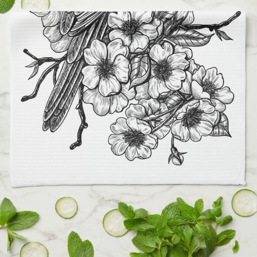 Linge De Cuisine Finition sur branche cerise (Plié)