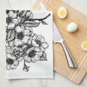 Linge De Cuisine Finition sur branche cerise (Quart Plié)