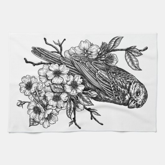 Linge De Cuisine Finition sur branche cerise (Horizontal)