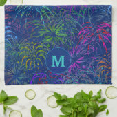 Linge De Cuisine Fireworks 4 juillet Motif d'été | Monogramme (Plié)