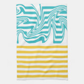 Linge De Cuisine Fissures et torsades en Turquoise et Jaune (Vertical)